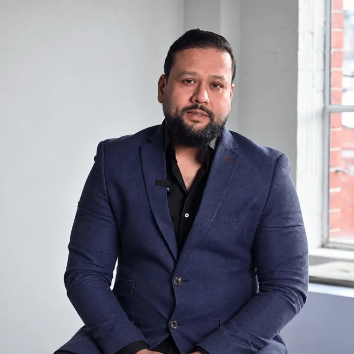 Faisal Hameed, founder of GladiuxTech, talking about AI Pathfinder
